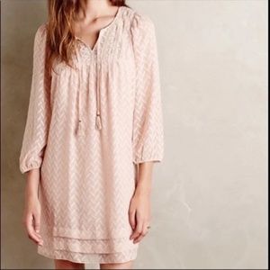 Anthropologie| One September Swing Anwen Blush Pink Peasant Dress. Size M
